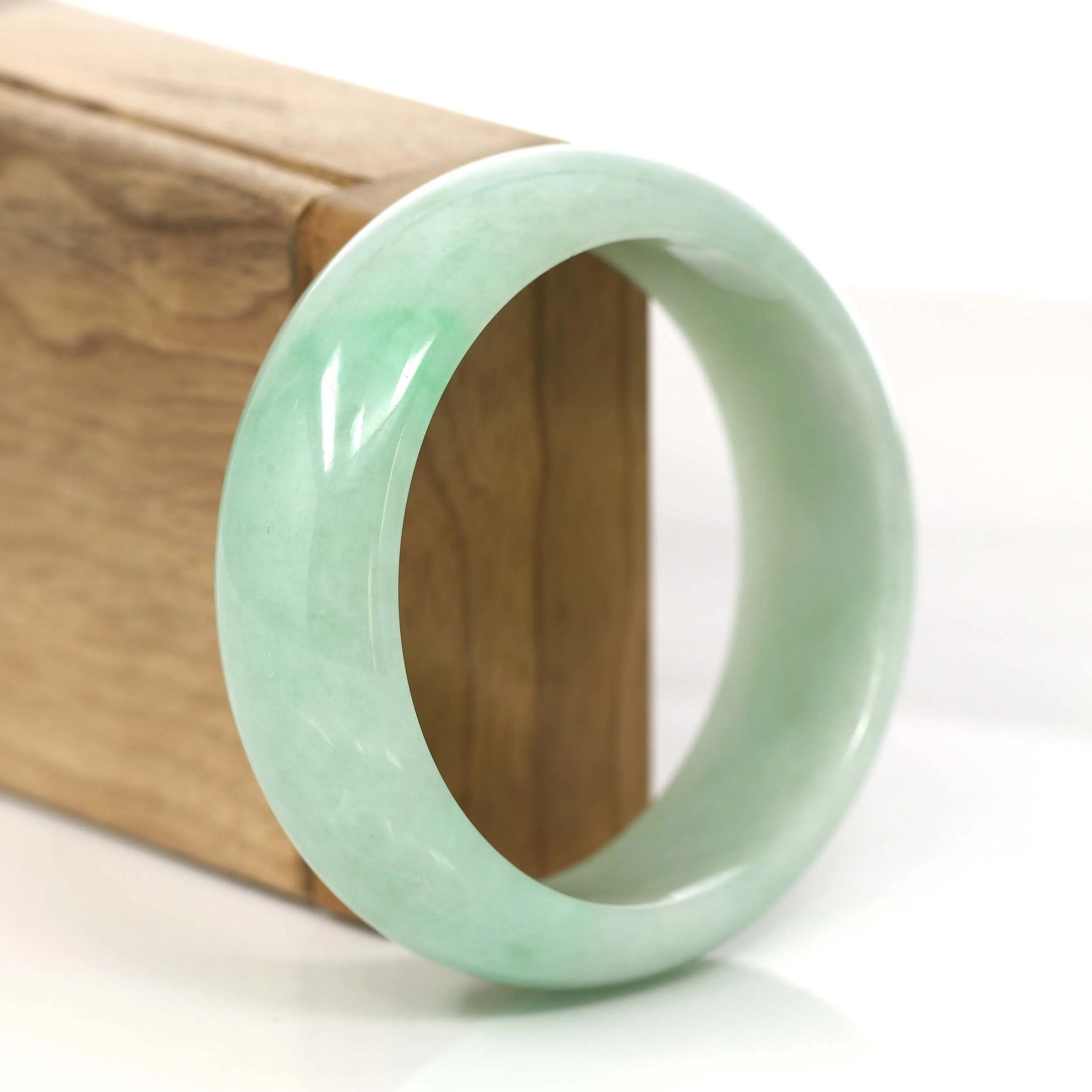 RealJade® Co. Classic Green Natural Jadeite Jade Wider Bangle Bracelet (57.8 mm) #785