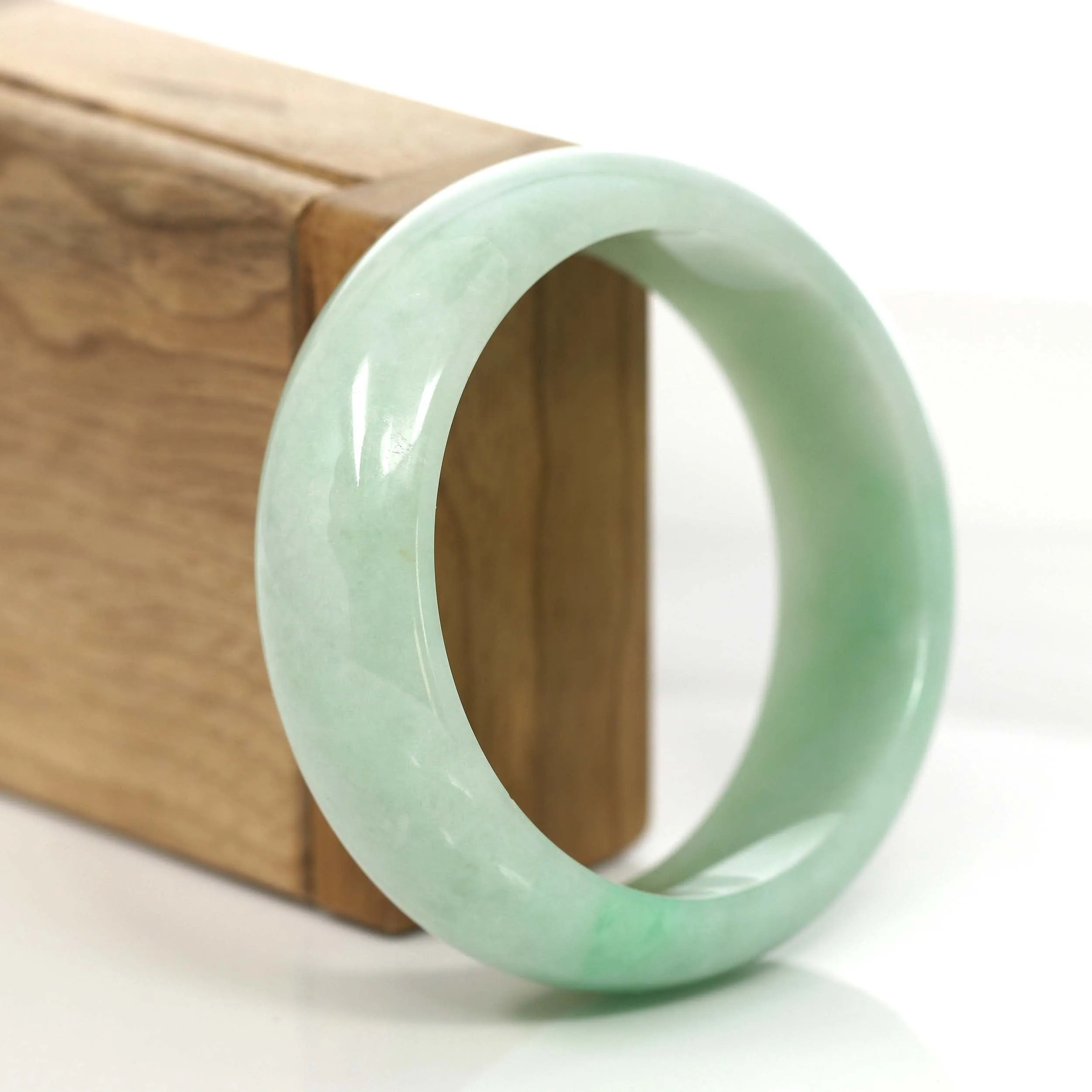 RealJade® Co. Classic Green Natural Jadeite Jade Wider Bangle Bracelet (57.8 mm) #785