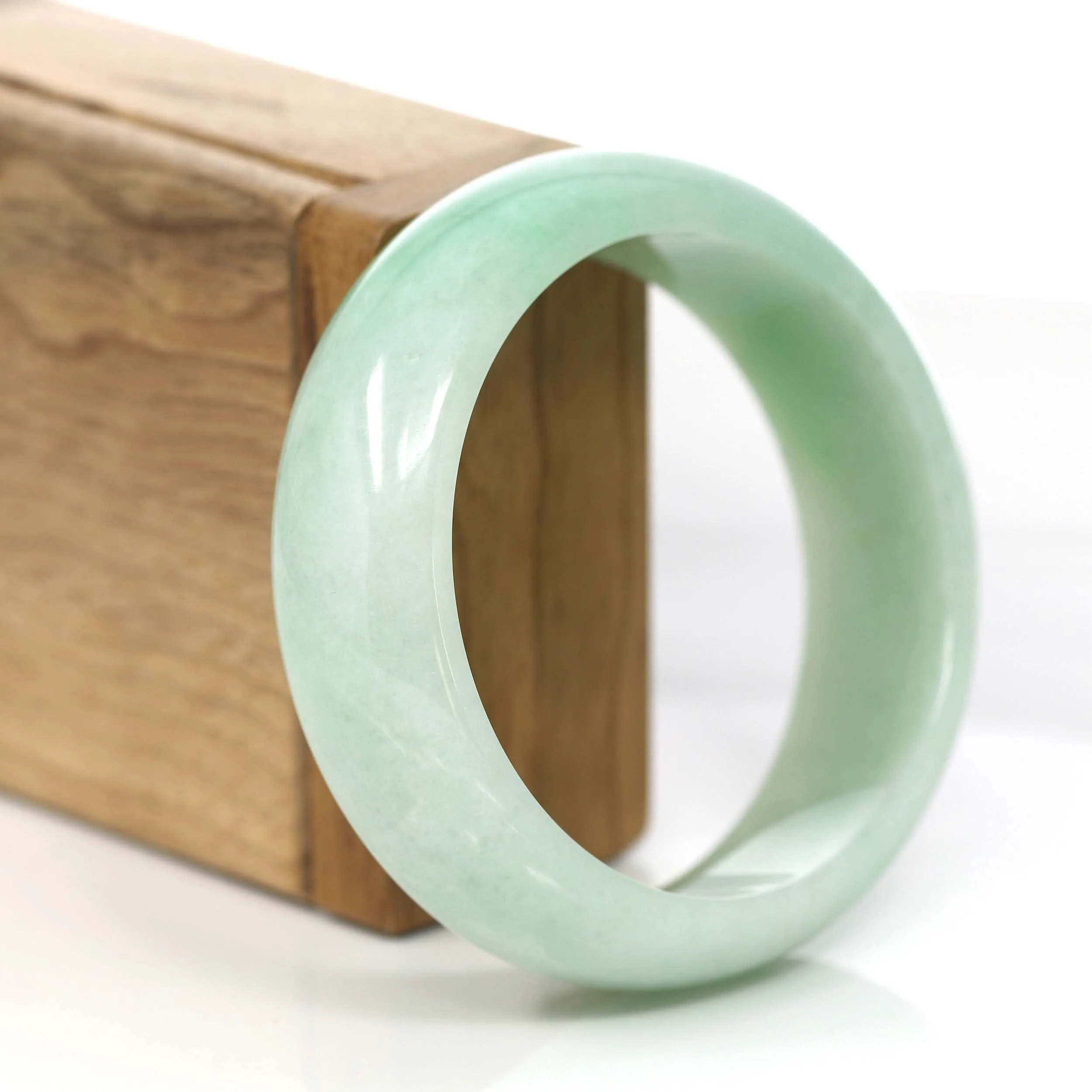 RealJade® Co. Classic Green Natural Jadeite Jade Wider Bangle Bracelet (57.8 mm) #785