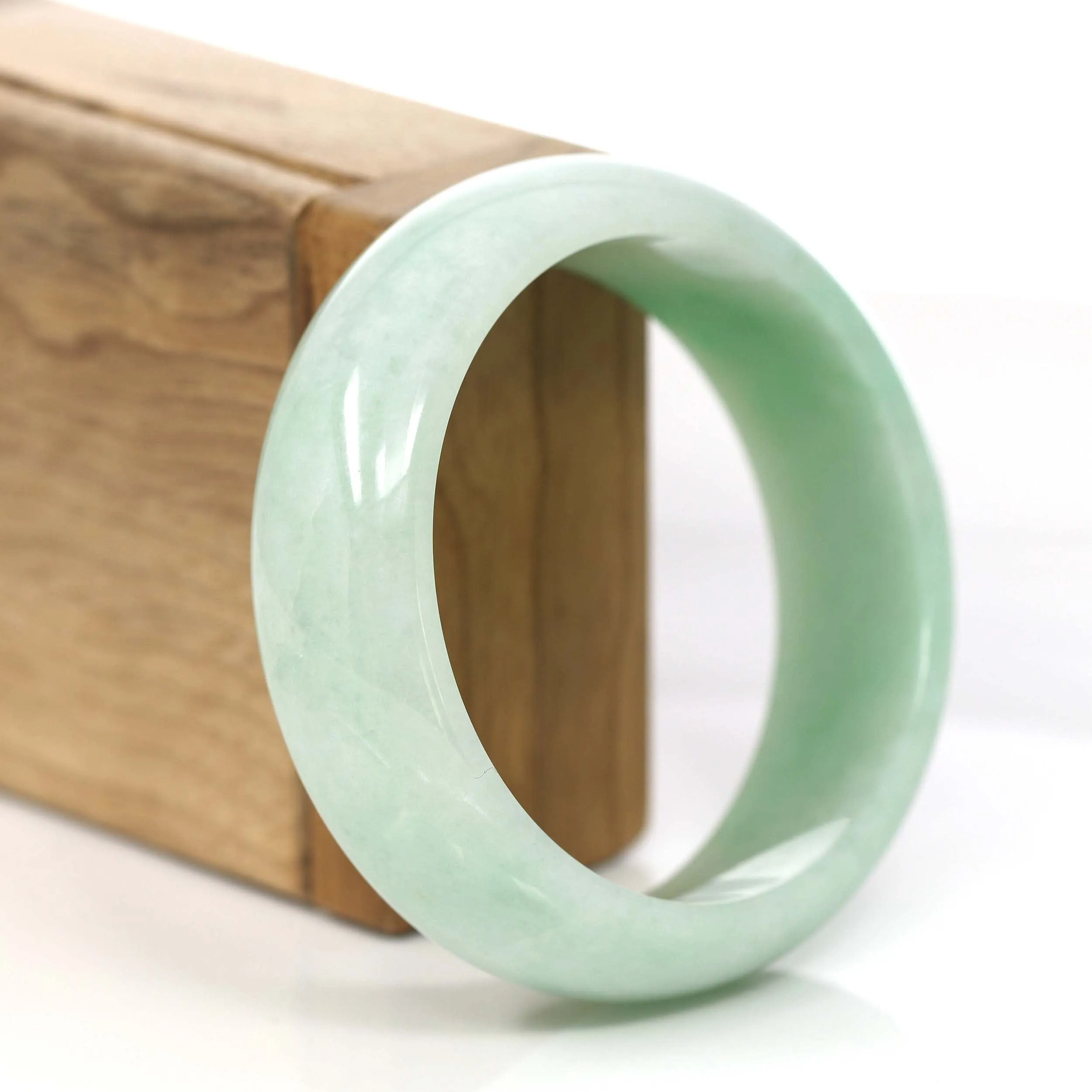 RealJade® Co. Classic Green Natural Jadeite Jade Wider Bangle Bracelet (57.8 mm) #785