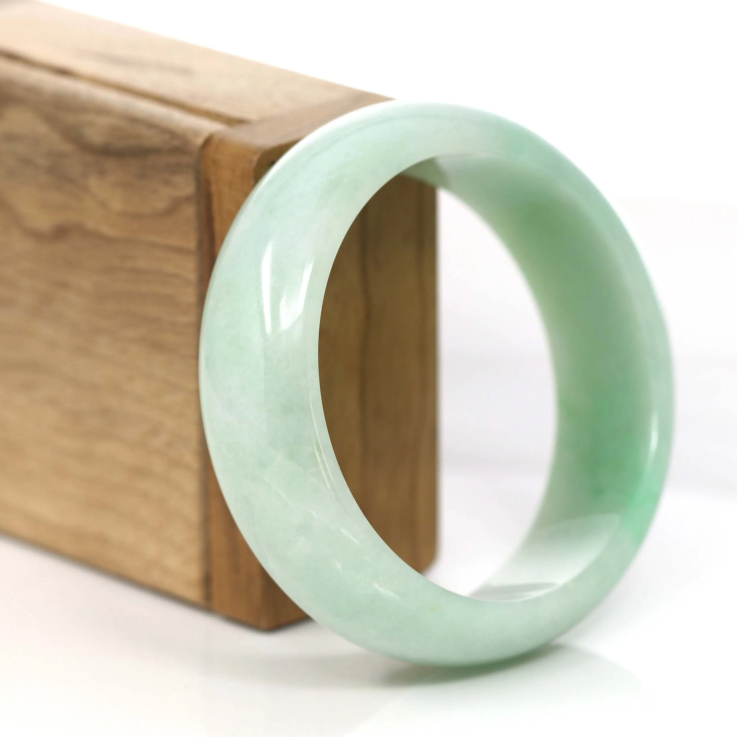 RealJade® Co. Classic Green Natural Jadeite Jade Wider Bangle Bracelet (57.8 mm) #785