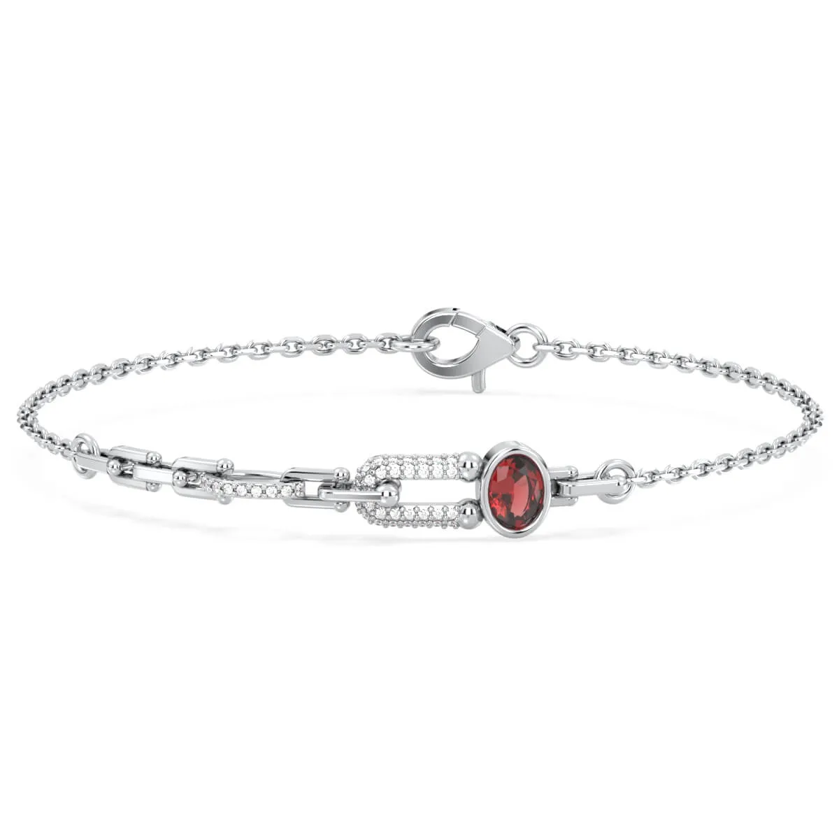Red Garnet Geometric Link Bracelet
