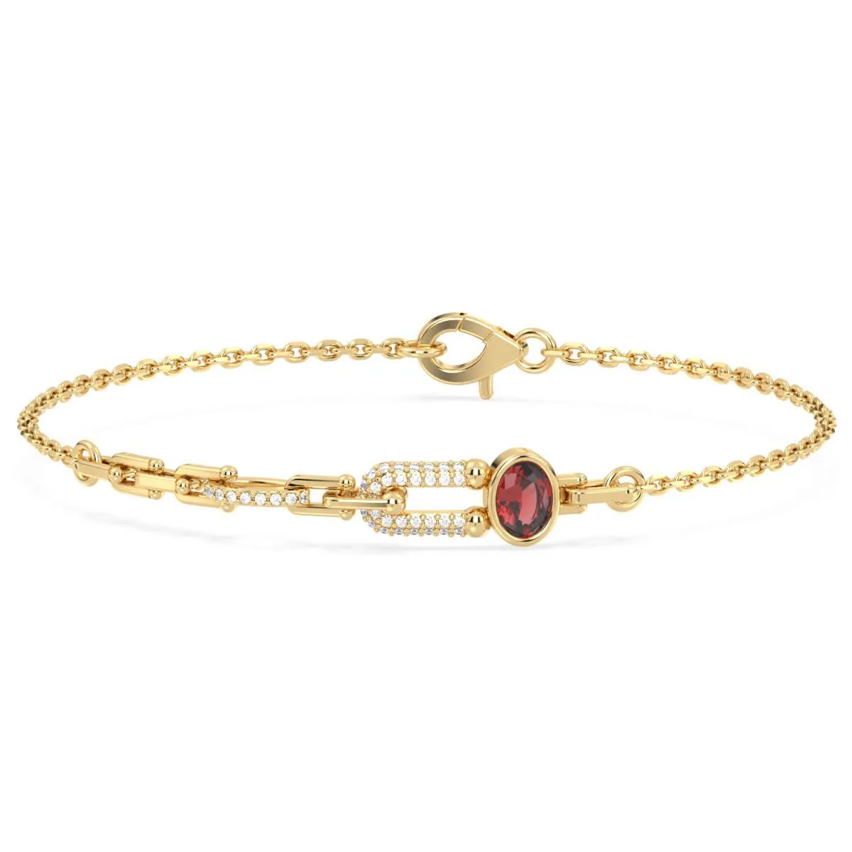 Red Garnet Geometric Link Bracelet