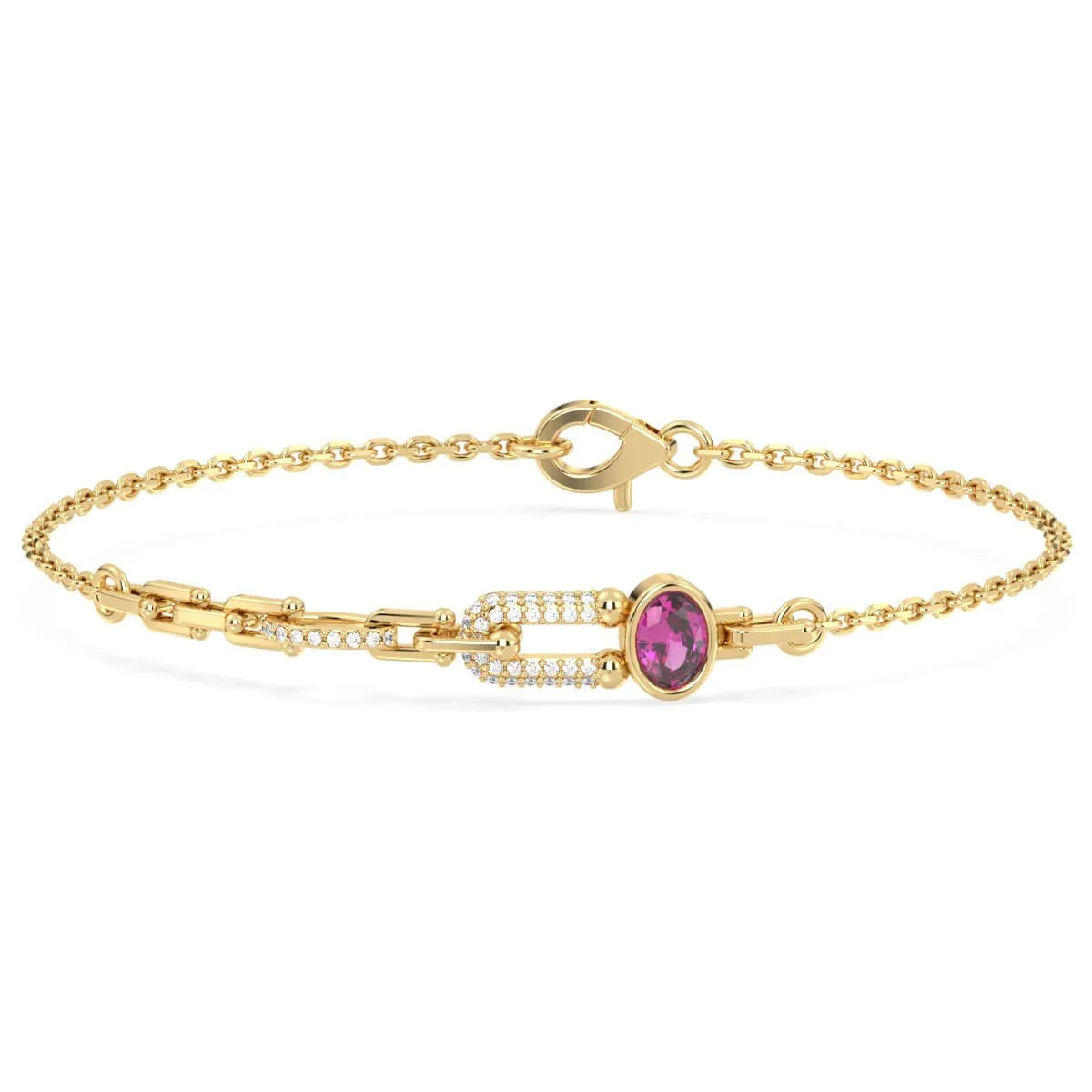 Red Garnet Geometric Link Bracelet