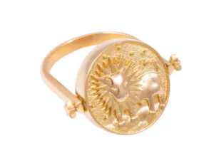 Reversible Leo Zodiac Ring, Coral