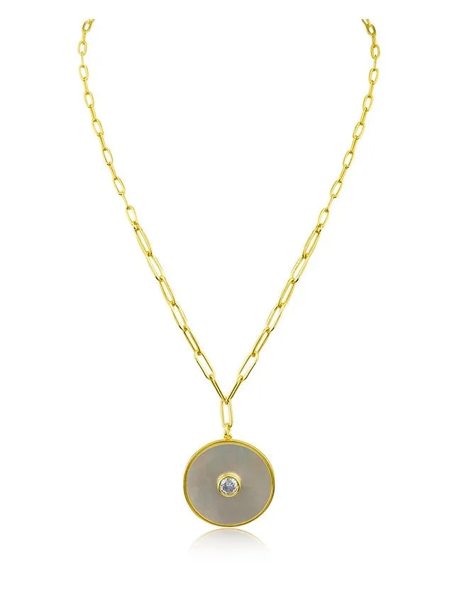 Round CZ Disc Pendant
