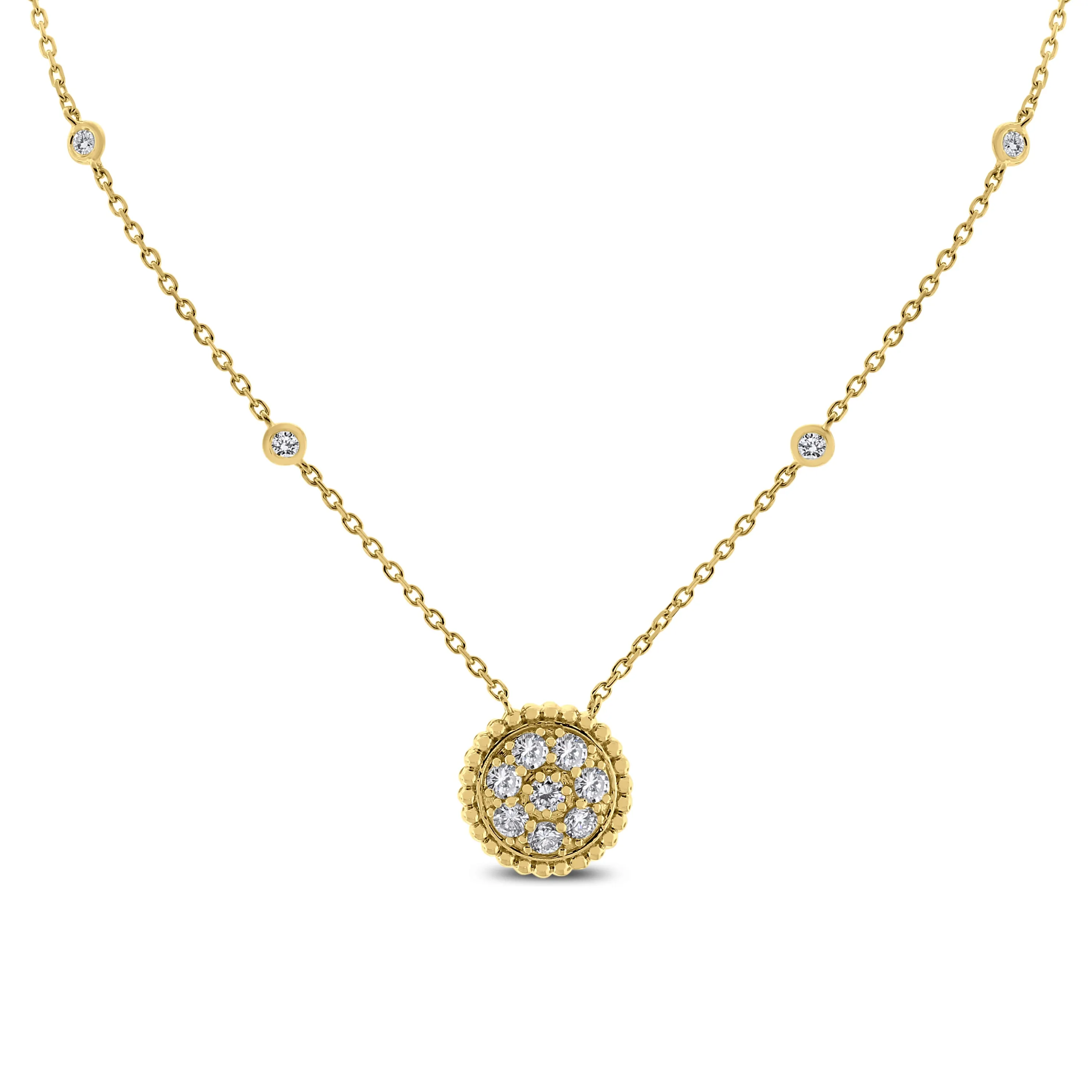 Round Pendant Necklace (0.70 ct Diamonds) in Yellow Gold