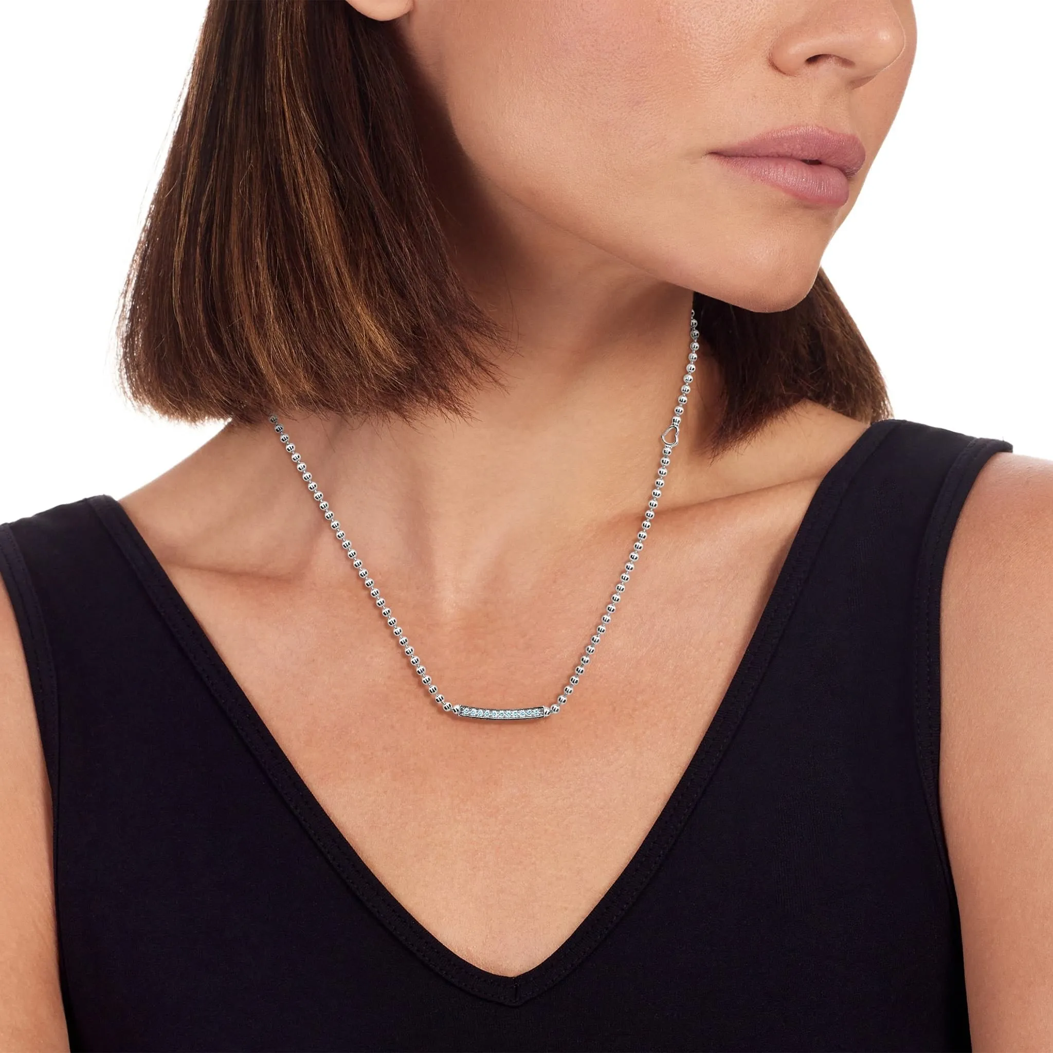 Small Station Diamond Beaded Necklace
