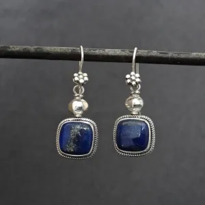 Square Gemstone and Wirework Earrings
