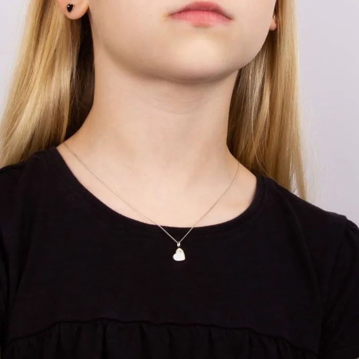 Sterling Silver Diamond Love Heart Engravable Necklace
