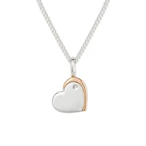 Sterling Silver Diamond Love Heart Engravable Necklace
