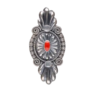 Sterling Silver with Coral Detail Ring | Hemerson Brown