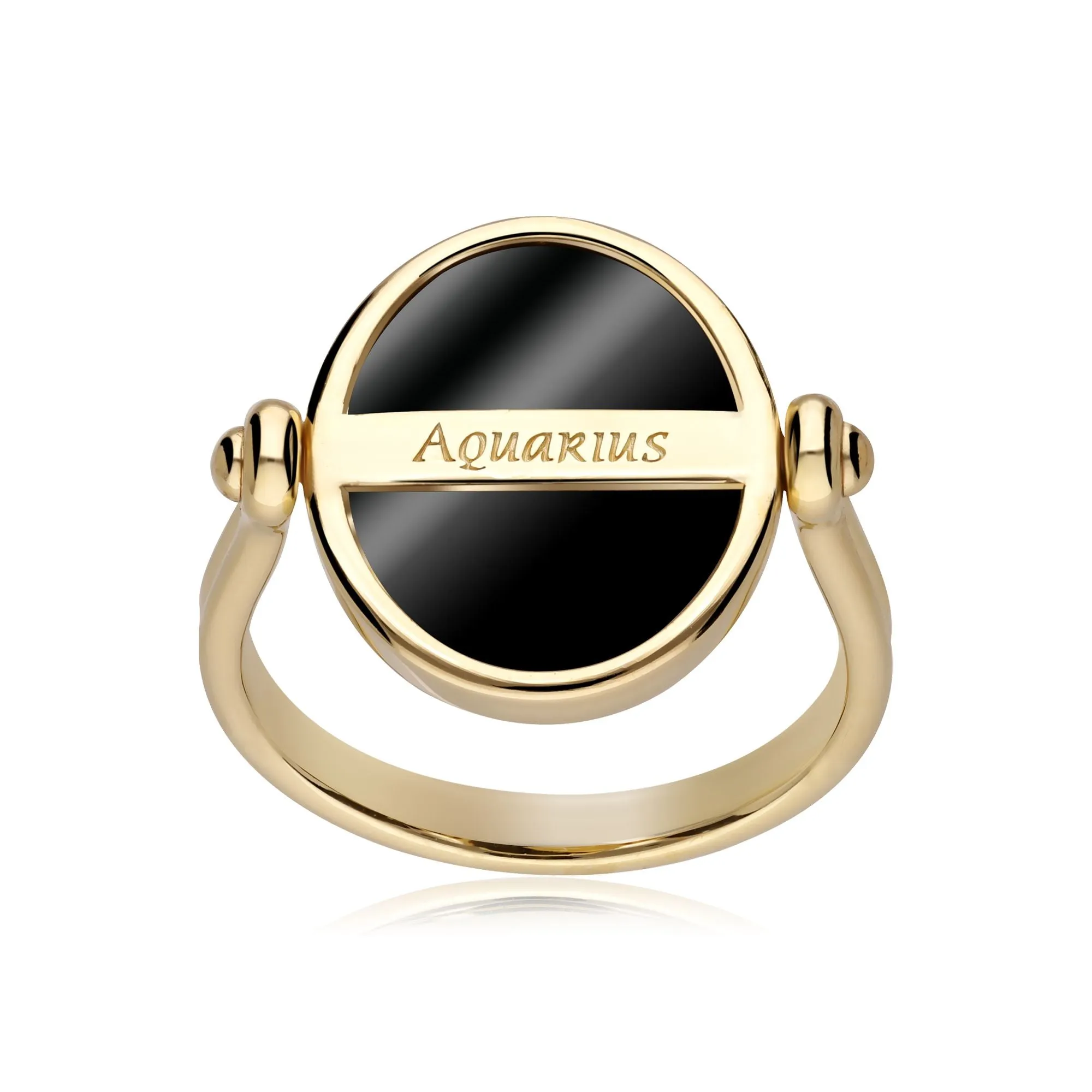 Sternzeichen Wasserman Schwarzer Onyx Flip Ring