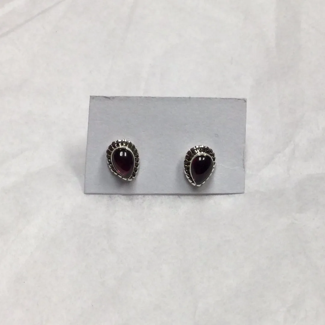 Teardrop Shaped Sterling Silver Crystal Stud Earrings