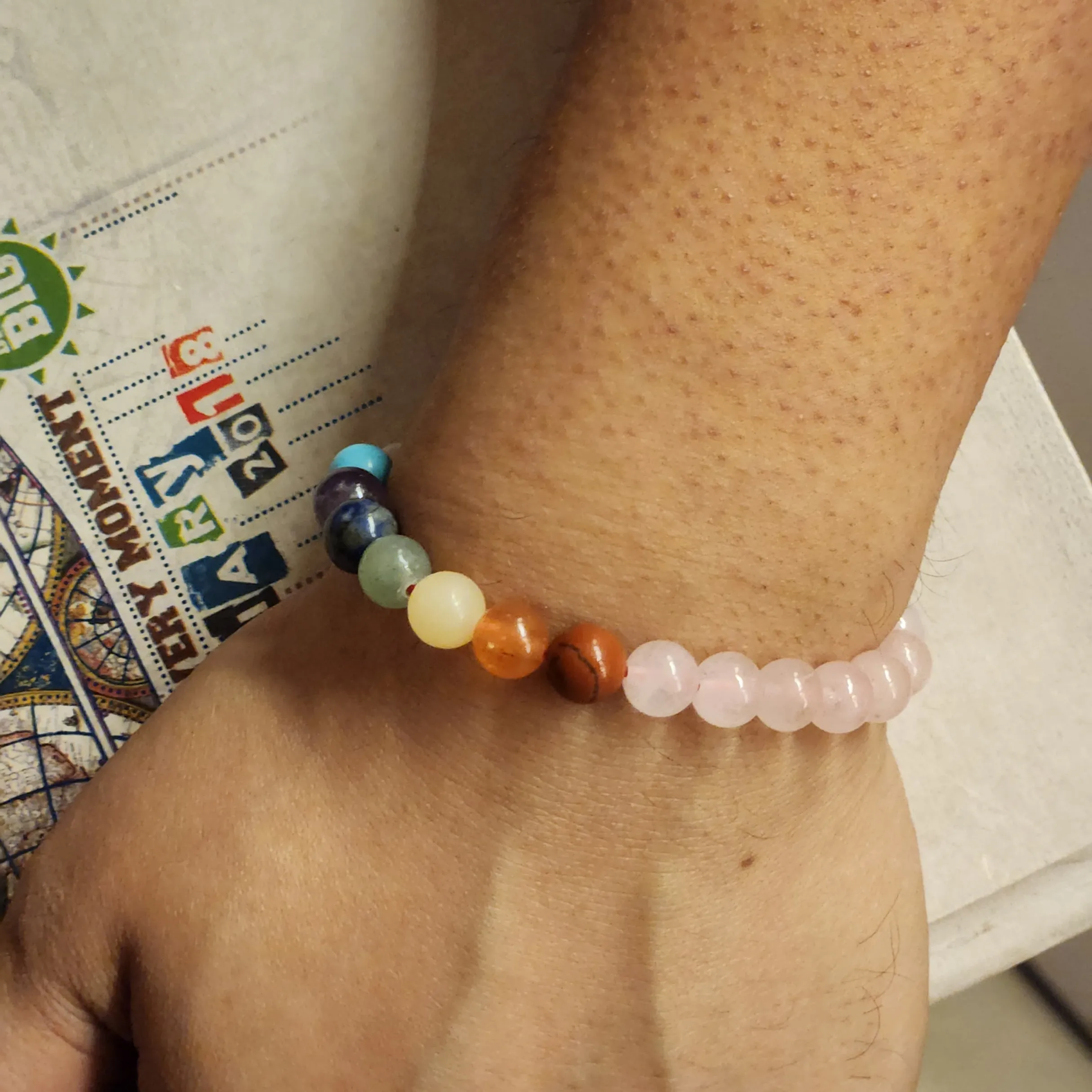 THE SIGNTIFIC ROSE QUARTZ   7 CHAKRA BRACELET