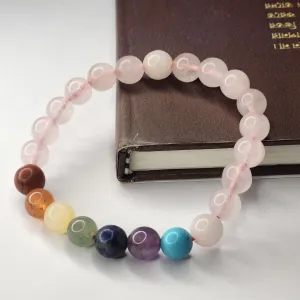 THE SIGNTIFIC ROSE QUARTZ   7 CHAKRA BRACELET