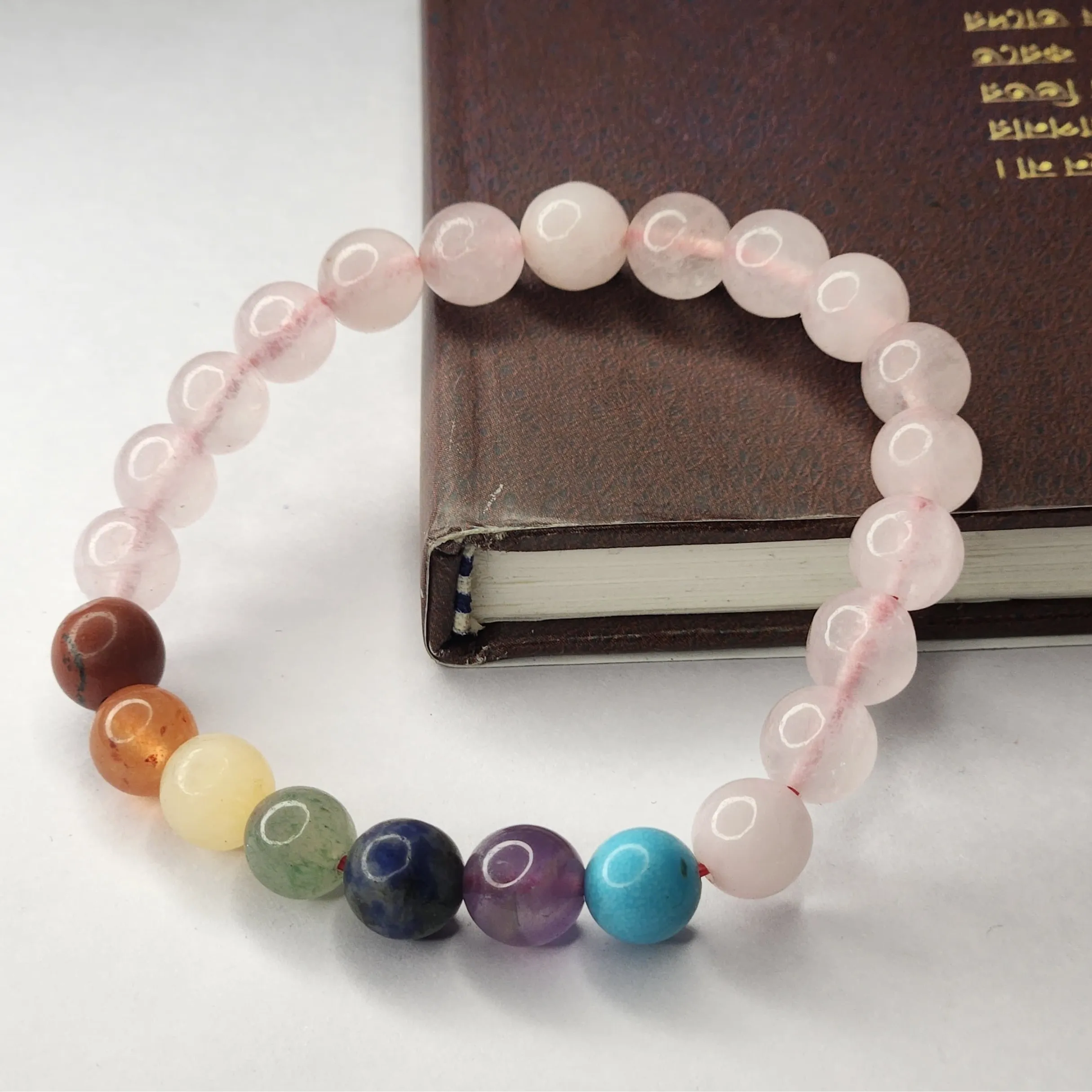 THE SIGNTIFIC ROSE QUARTZ   7 CHAKRA BRACELET