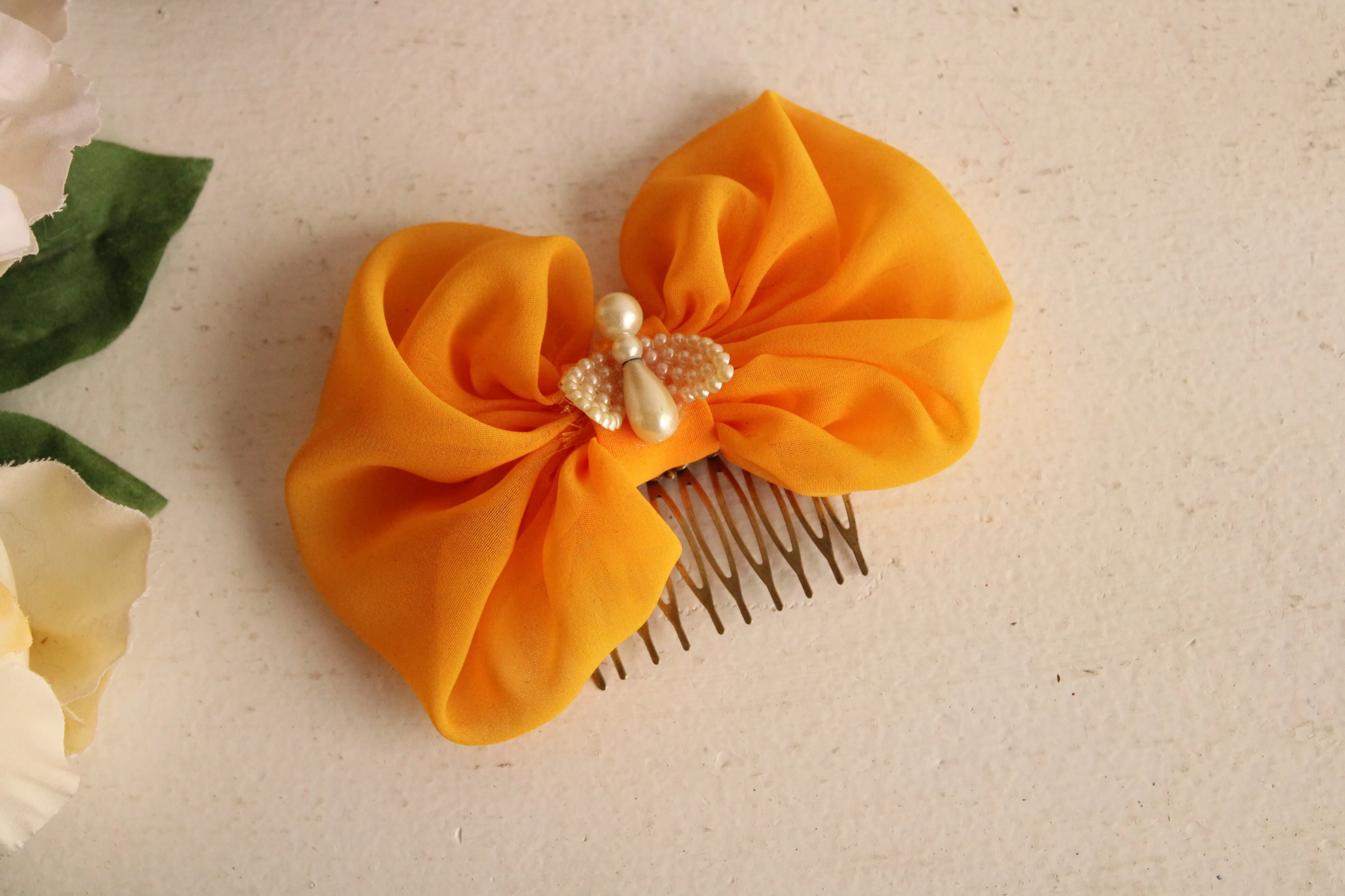 Vintage Inspired Angel Hair Bow on Comb