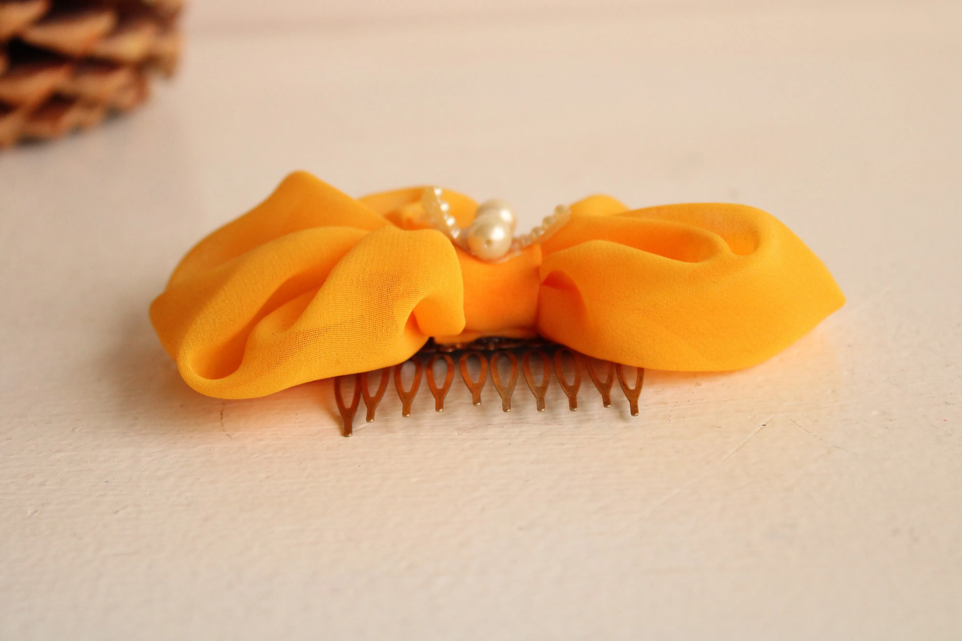Vintage Inspired Angel Hair Bow on Comb
