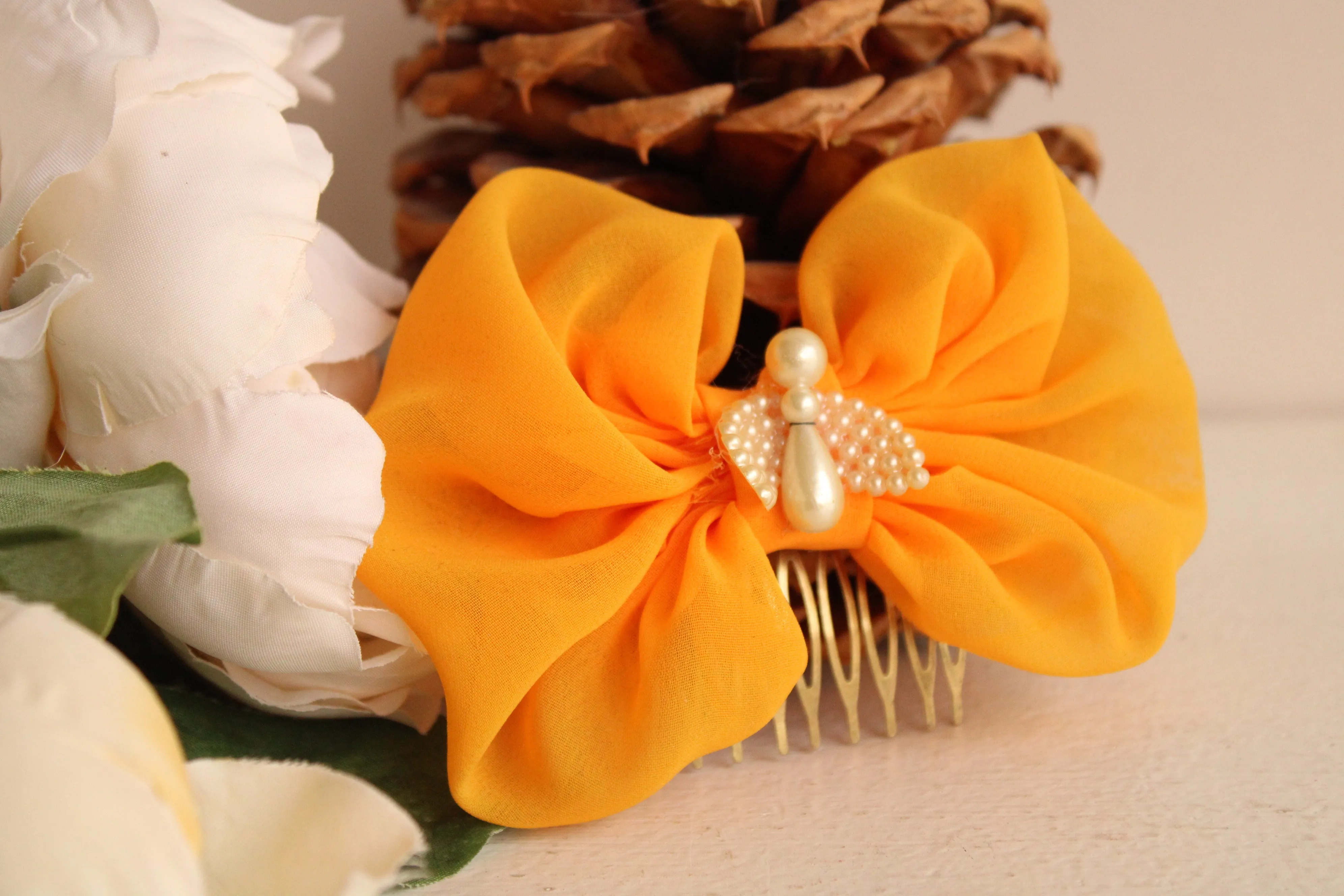 Vintage Inspired Angel Hair Bow on Comb