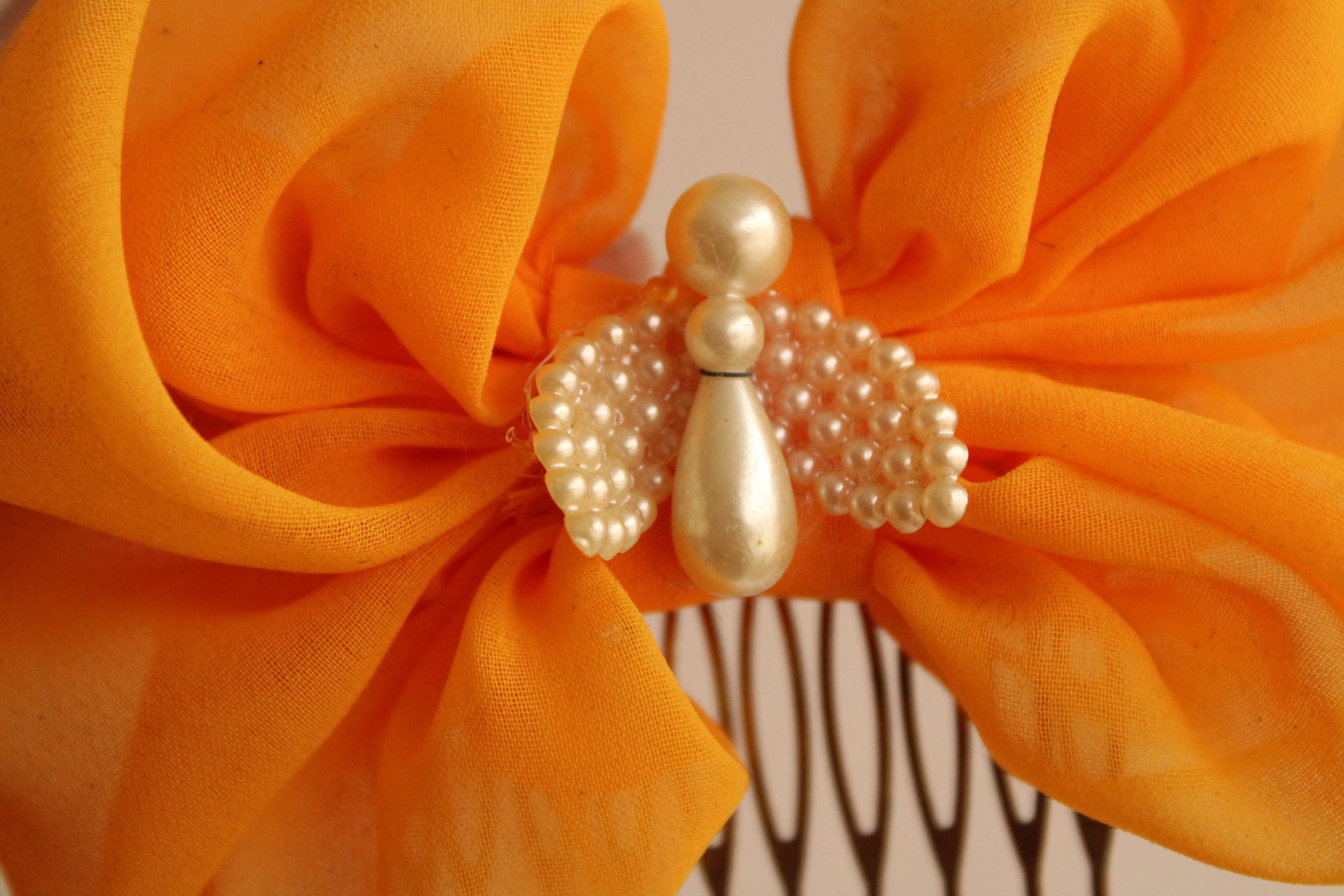 Vintage Inspired Angel Hair Bow on Comb