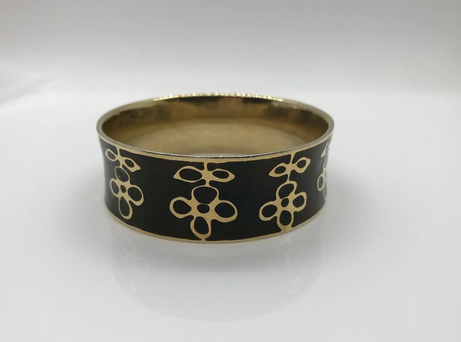 Vintage Thick Black and Gold Bangle Bracelet