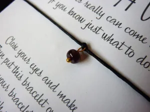 Wish Bracelet - Genuine Garnet. Birthstone Gift. String Bracelet.