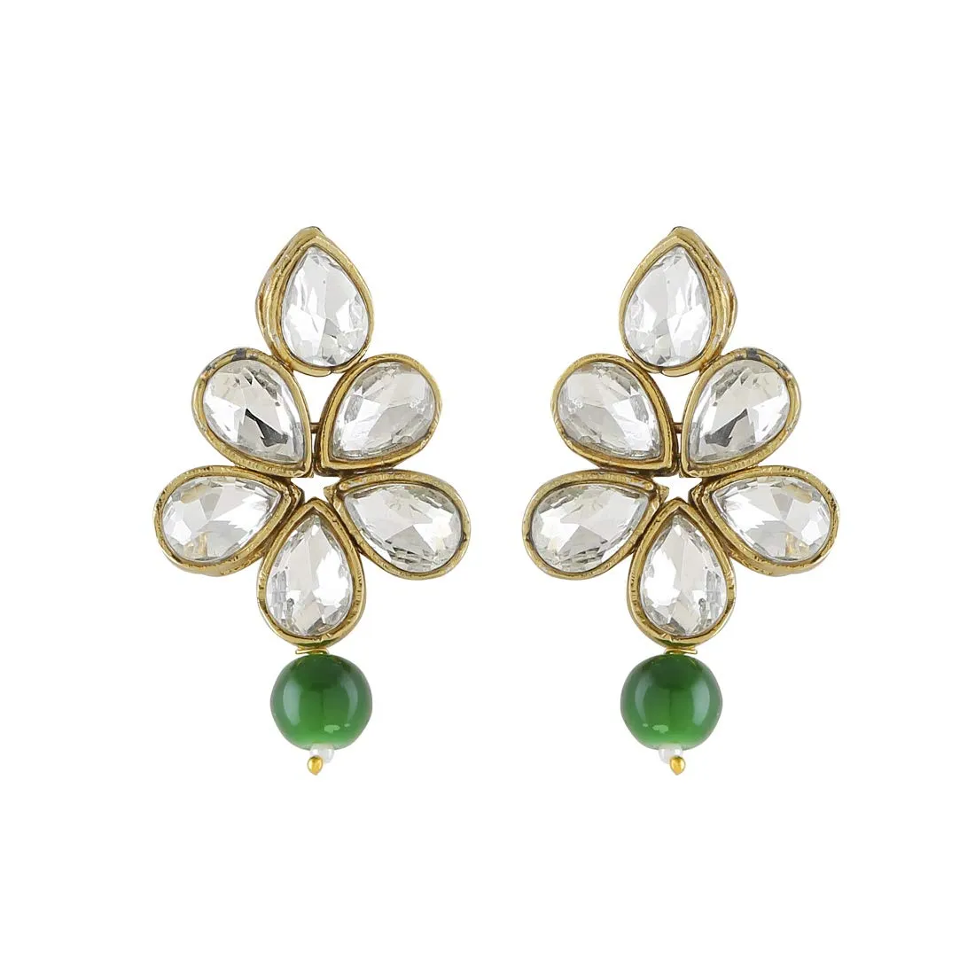 Yellow Chimes Ethnic Kundan Set Indian Traditional Green Pearl Multilayer Dulhan Bridal Jewellery Set Necklace Set for Women & Girls